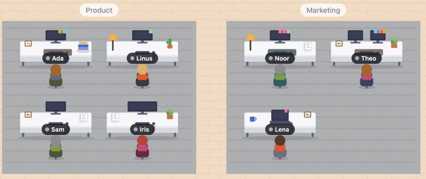 A product team and a marketing team at their desks